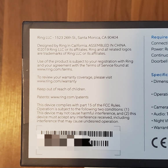 RING 2 Video Doorbell NEW in box (unsealed) - Picture 6 of 7